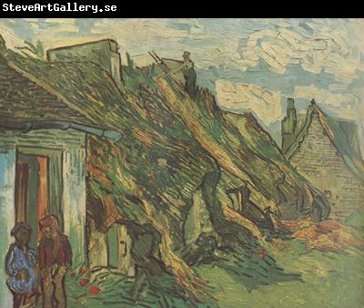 Vincent Van Gogh Thatched Sandstone Cottages in Chaponval (nn04)
